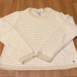 DKNY Cream Textured Crew Neck Sweater